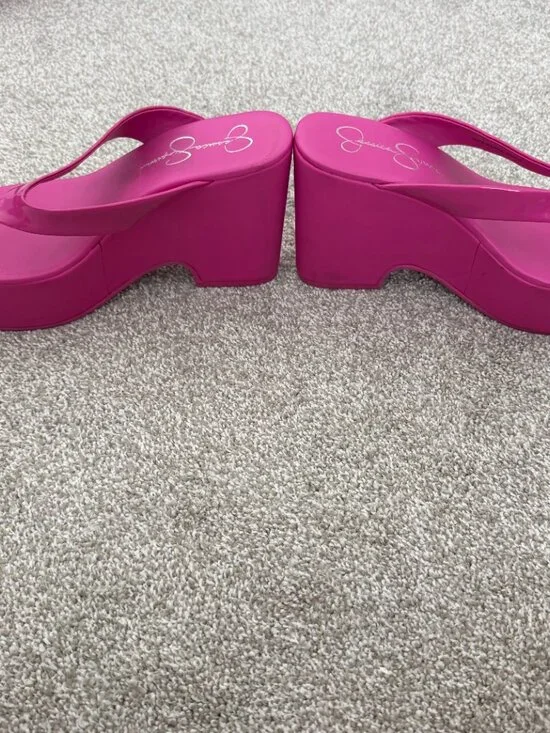 Jessica Simpson Pink Platform Thong Sandals Chunky Y2K Style Size 8 - Picture 2 of 9